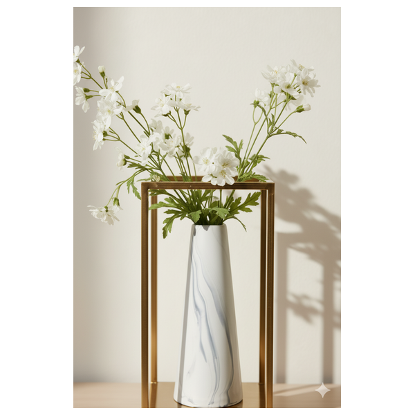  Sadaf Large Ceramic Vase in Metal Geometric Frame - A701D2 