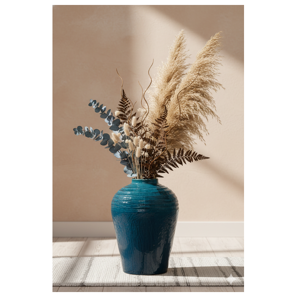  صدف مزهرية أرضية سيراميك كبيرة الحجم - Y3034 - أزرق مخضر 