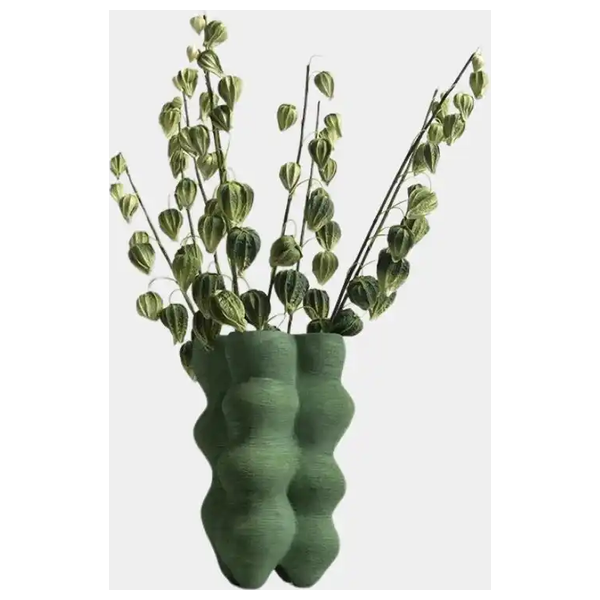  SADAF Sculptural White Bubble Textured Vase - Green 