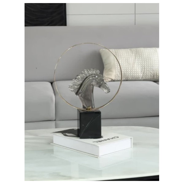  صدف تمثال حصان هالة مذهبة - T25 - رمادي 