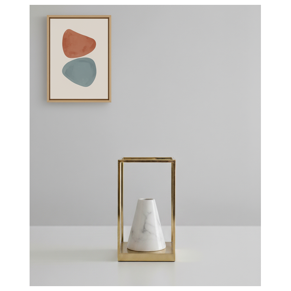  SADAF A701D3 - Small Ceramic Vase in Metal Geometric Frame - Pearl White 