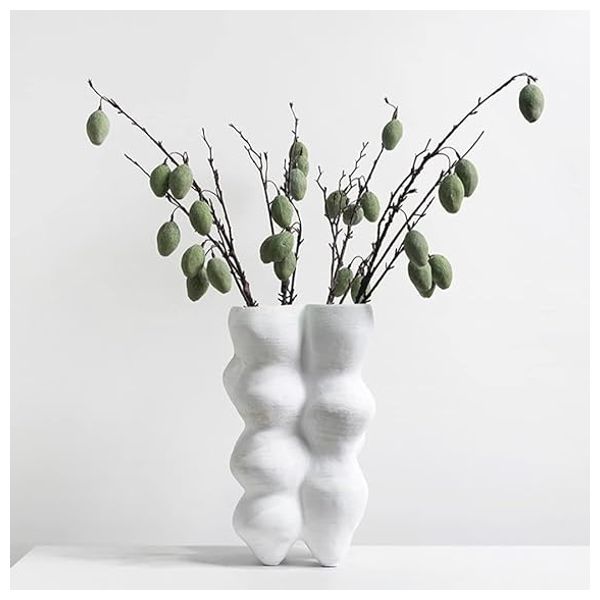  SADAF Sculptural White Bubble Textured Vase - 001 - White 