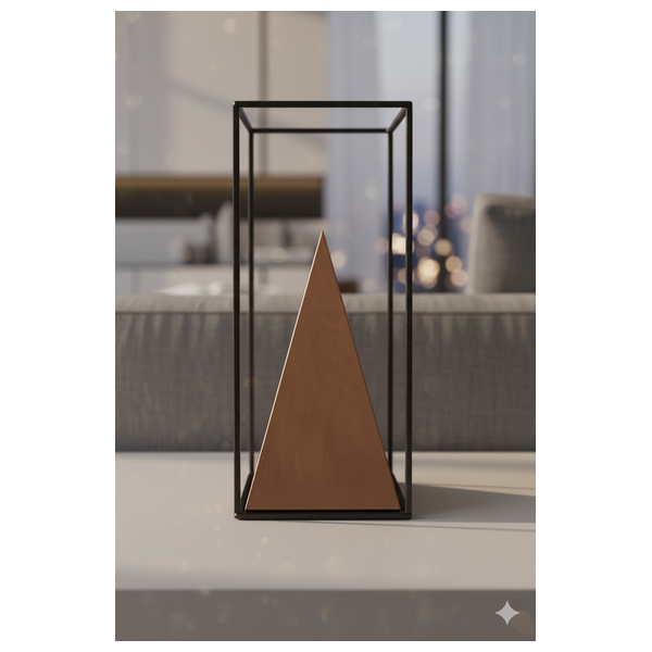  صدف هرم صغير بسيط في منحوتة قفص مكعب - D612B - ذهبي 