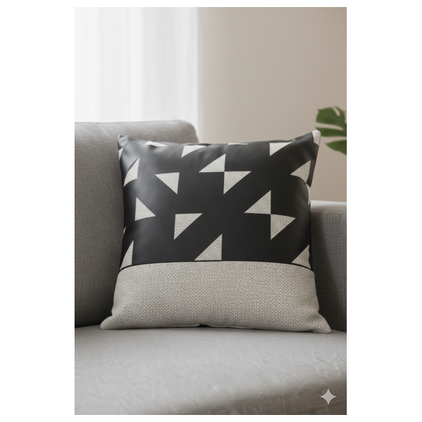  صدف وسادة حديثة أحادية اللون بتصميم مثلث باللونين الرمادي والأسود 
