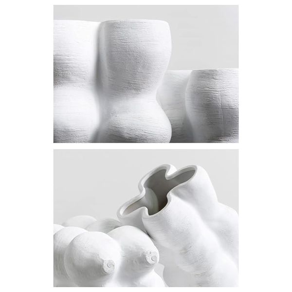  SADAF Sculptural White Bubble Textured Vase - 001 - White 