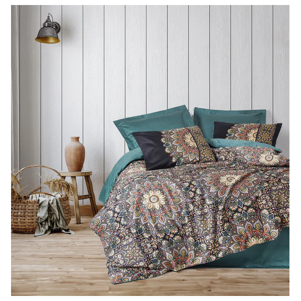  SADAF Comforter Cover Set, Double , 200 x 220cm - 6 Piece - Olive Green 