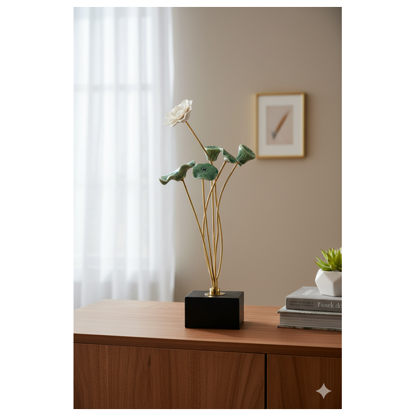  صدف منحوتة زهرة اللوتس الخزفية الحديثة - D684A 