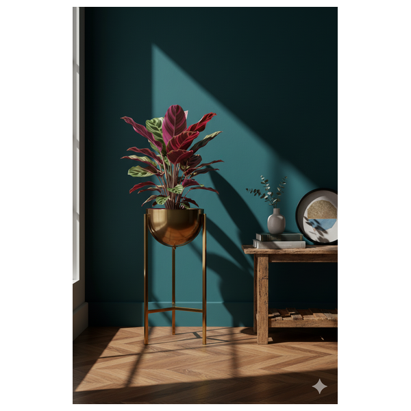  SADAF Short Modern Gold Planter on Stand - D90C 