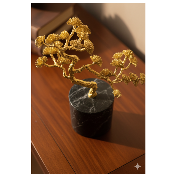  صدف منحوتة بونساي ذهبية - HT-2671 - اسود 