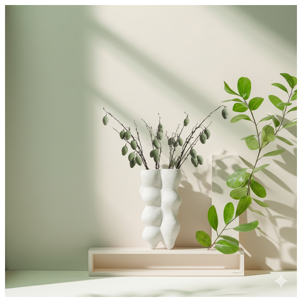  SADAF Sculptural White Bubble Textured Vase - 001 - White 