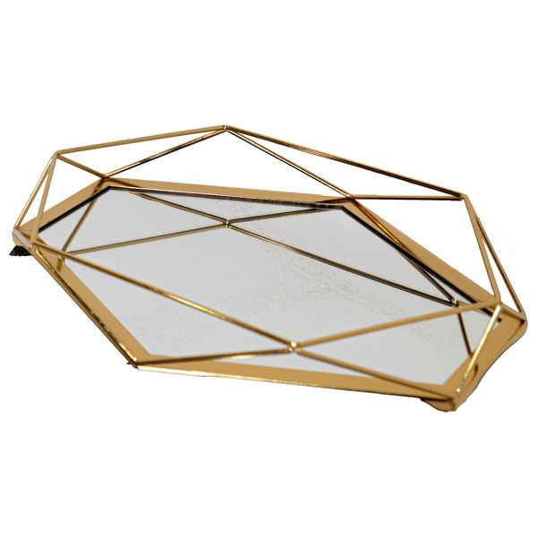  صدف صينية مرآة هندسية - D6170 - ذهبي 