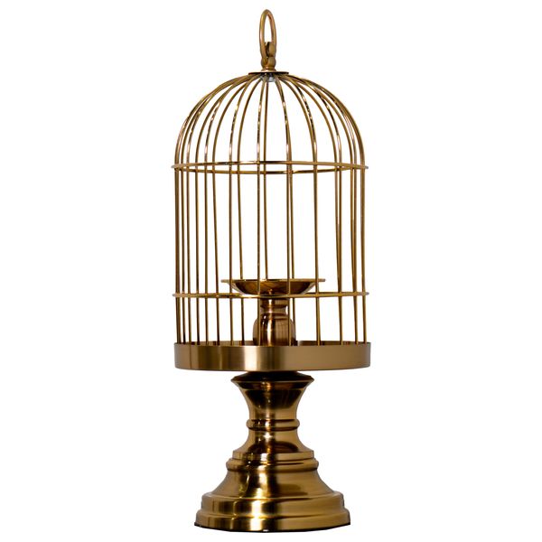  صدف حامل شموع مزخرف على شكل قفص طيور - D616A - ذهبي 
