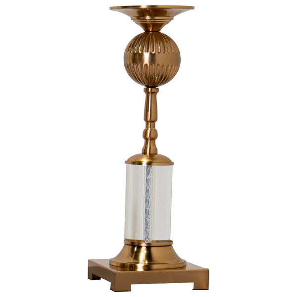  صدف حامل شموع من المعدن والكريستال باللون الذهبي - T924 