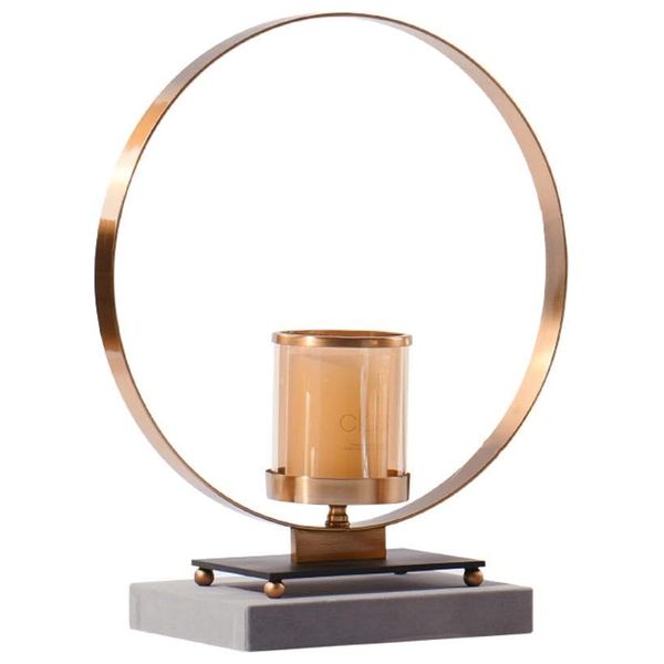  صدف فانوس شمعة معدني حديث على شكل حلقة - D125B - برونزي 