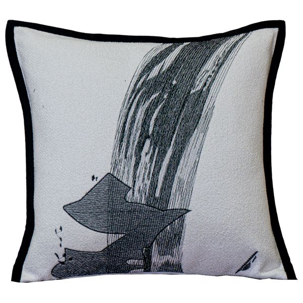  صدف وسادة جرافيكية عصرية باللونين الأبيض والأسود 