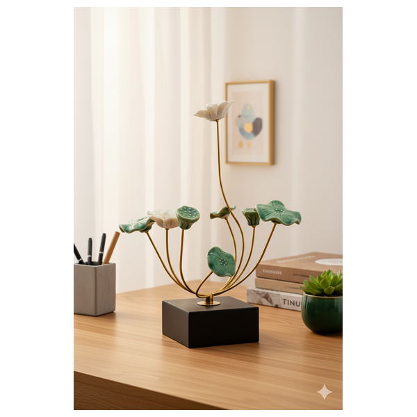  صدف منحوتة مكتبية على شكل لوتس - D684B 