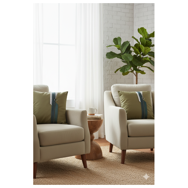  Sadaf Modern Zipper Accent Pillow - Olive Green 