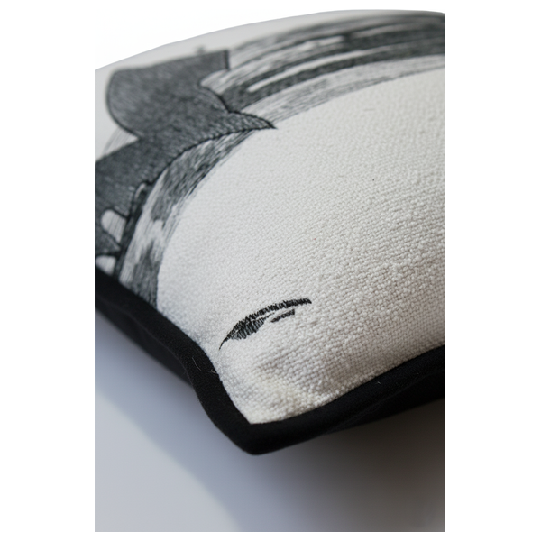  صدف وسادة جرافيكية عصرية باللونين الأبيض والأسود 