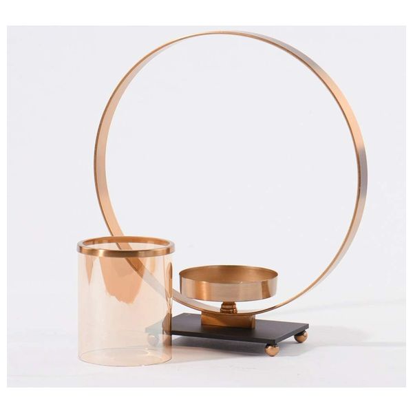  صدف فانوس شمعة معدني حديث على شكل حلقة - D125B - برونزي 