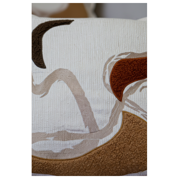  صدف وسادة بتصميم دوامة تجريدية - كريمي 