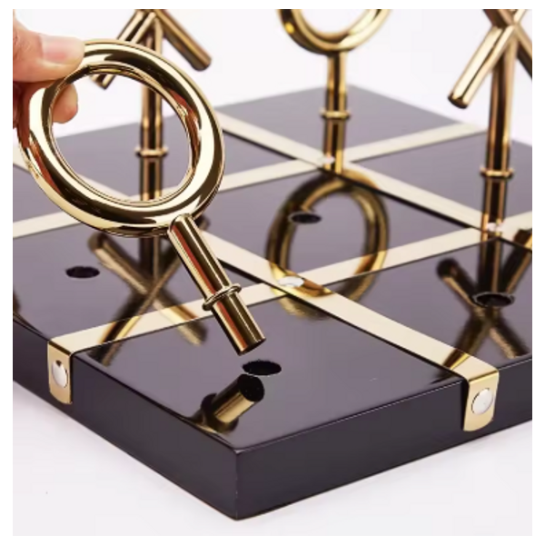  SADAF Black Luxury Gold-Tone Tic-Tac-Toe Decorative Game - JL-24 
