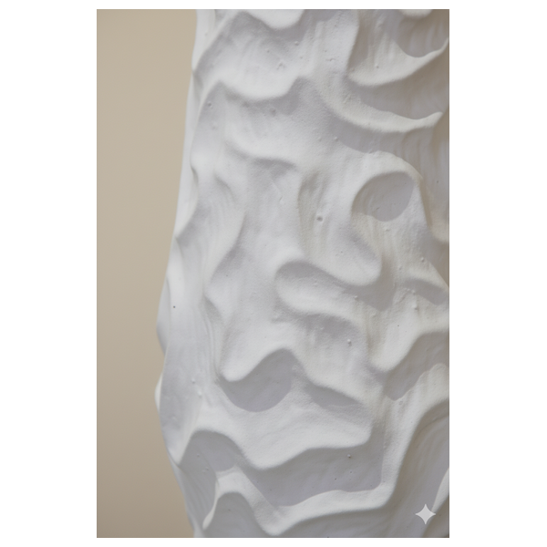  صدف مزهرية كبيرة طويلة من السيراميك الأبيض بملمس متموج -  217A 