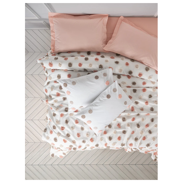  صدف طقم مفرش سرير مزدوج 250 × 230 سم - 4 قطع - سلمون 