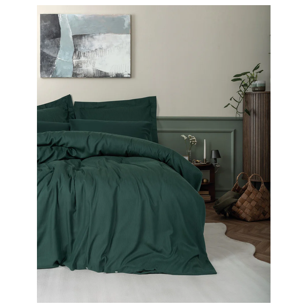  صدف طقم غطاء لحاف مزدوج 220 × 200 سم - 4 قطع - زيتوني 