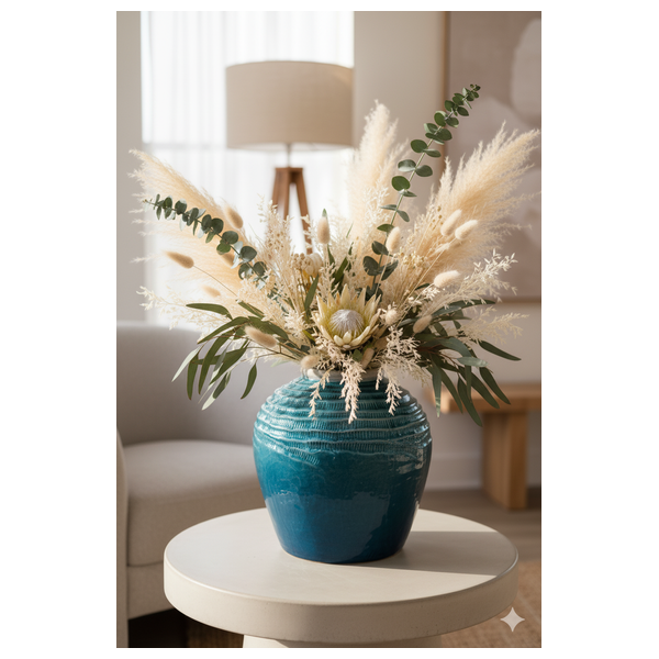  SADAF Medium Deep Teal Textured Ceramic Floor Vase - Y3035 