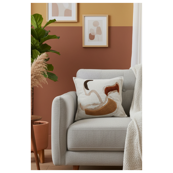  صدف وسادة بتصميم دوامة تجريدية - كريمي 