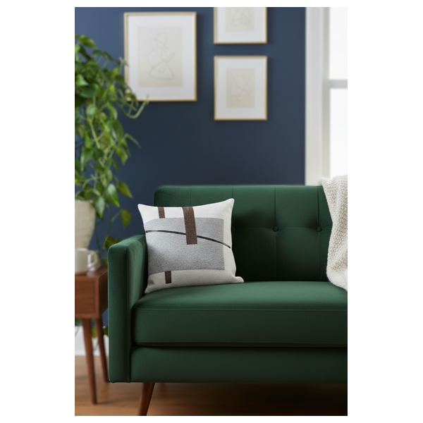 SADAF Geometric Design Accent Pillow with Woven Faux Leather Straps