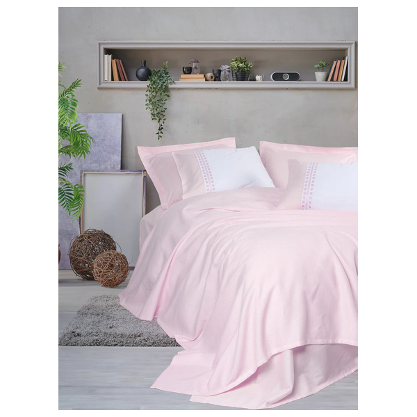  صدف طقم مفرش سرير مزدوج 230 × 220 سم - 6 قطع - وردي 