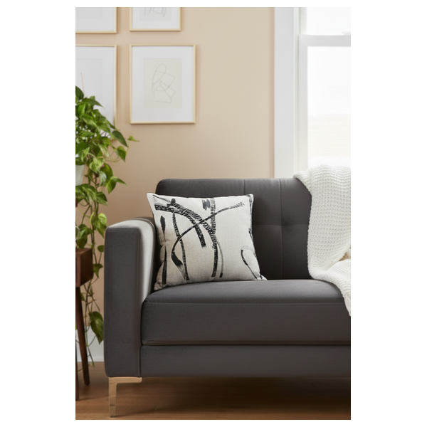  SADAF Abstract Brushstroke Decorative Pillow - White 