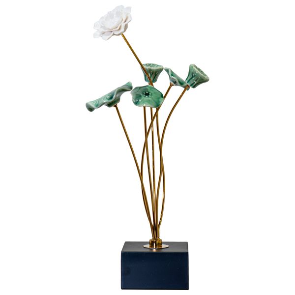  صدف منحوتة زهرة اللوتس الخزفية الحديثة - D684A 