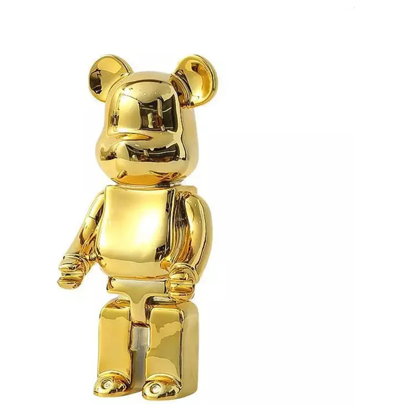  صدف تمثال دب سيراميكي مطلي بالكروم الذهبي - 45 