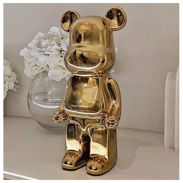  صدف تمثال دب سيراميكي مطلي بالكروم الذهبي - 45 