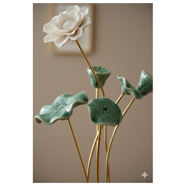  صدف منحوتة زهرة اللوتس الخزفية الحديثة - D684A 