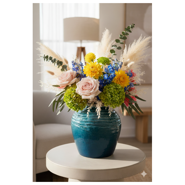  SADAF Medium Deep Teal Textured Ceramic Floor Vase - Y3035 