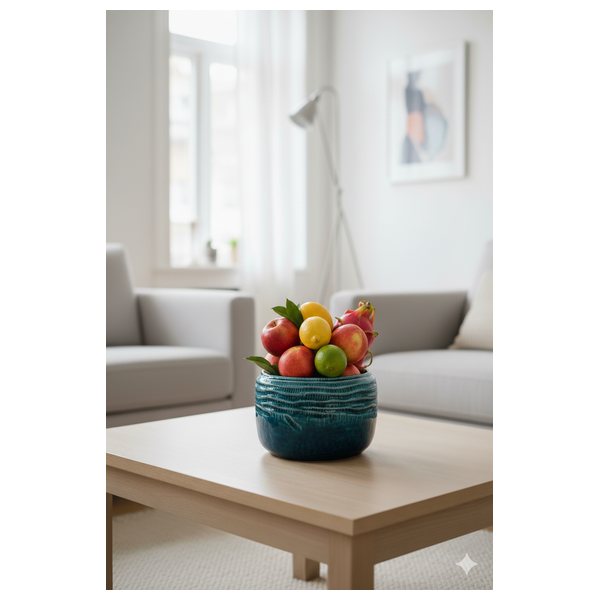  SADAF Small Deep Teal Textured Ceramic Floor Vase - Y3038 