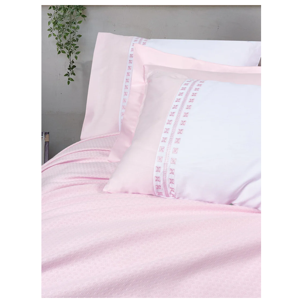  صدف طقم مفرش سرير مزدوج 230 × 220 سم - 6 قطع - وردي 