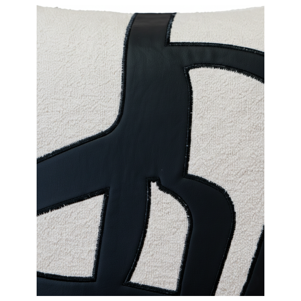  صدف وسادة عصرية من الجلد الصناعي الأسود بخطوط مزخرفة 