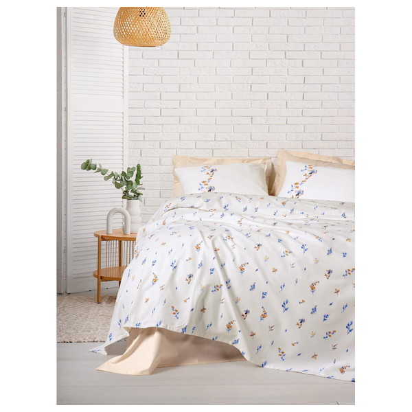  صدف طقم مفرش سرير مزدوج 230 × 220 سم - 4 قطع - ابيض 