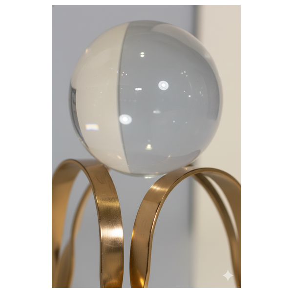  صدف كرة ديكور على حامل نحاسي - HT24 - فضي معدني 