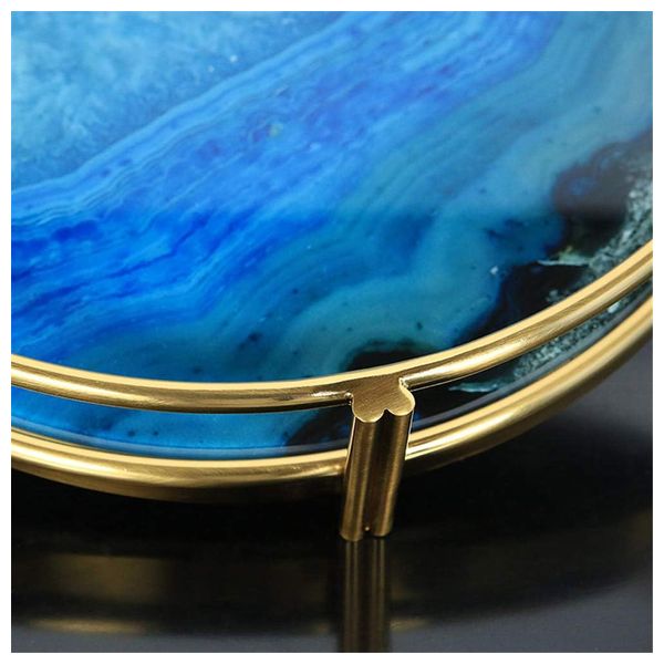  صدف صينية تقديم بإطار معدني ذهبي - D650 - ازرق 