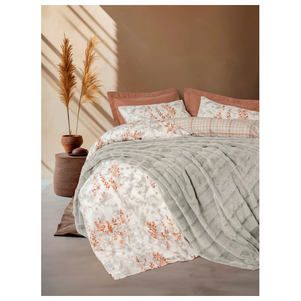  SADAF Comforter Cover Set, Double , 200 x 220cm - 5 Piece - Gray 