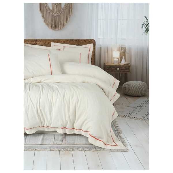  صدف طقم غطاء لحاف مزدوج 220 × 200 سم - 6 قطع - برتقالي 