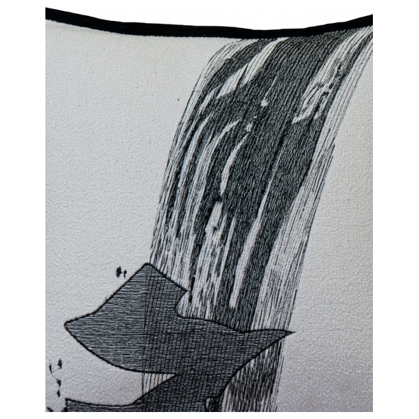  صدف وسادة جرافيكية عصرية باللونين الأبيض والأسود 