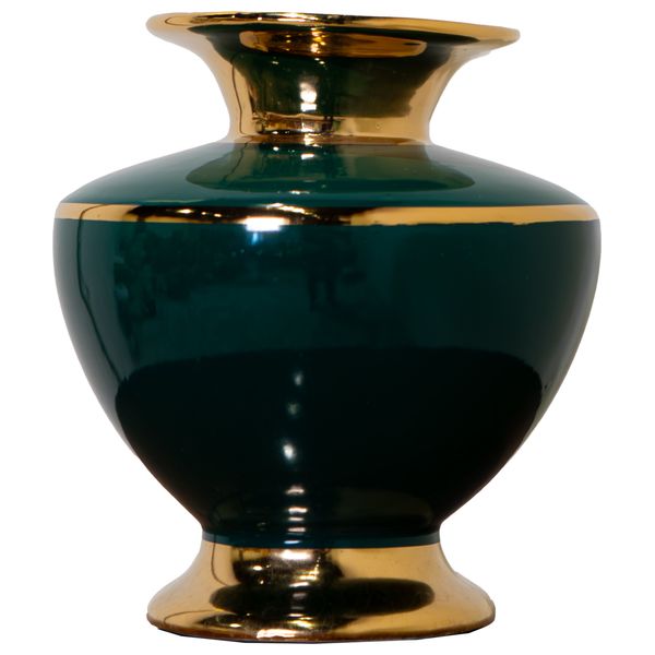  SADAF Small Emerald Green and Gold Decorative Ceramic Vase - 793-2 