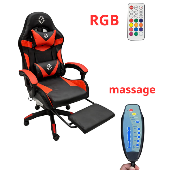 Luxury Gaming Chair with Massage & RGB Lighting - 135° Adjustable Backrest