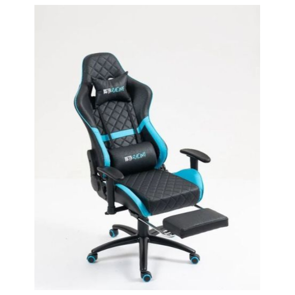 كرسي ألعاب نور أربيل - جلد PVC ومسند قدم قابل للسحب - إمالة 135° - عجلات صامتة - اسود